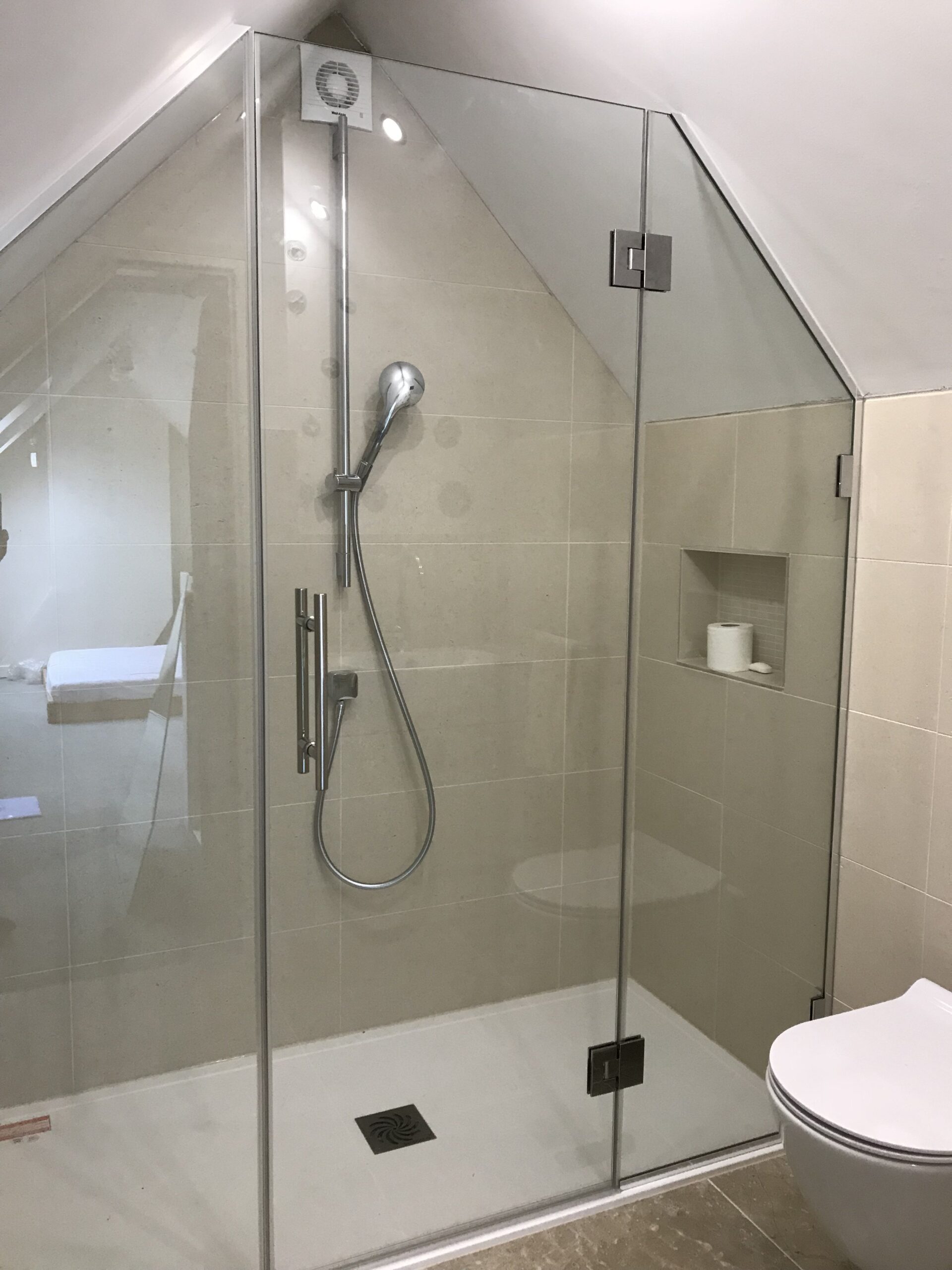 shower screen in new bathroom