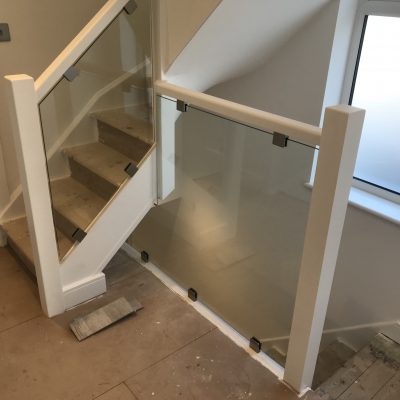 Glass Balustrade with White Wooden Frame